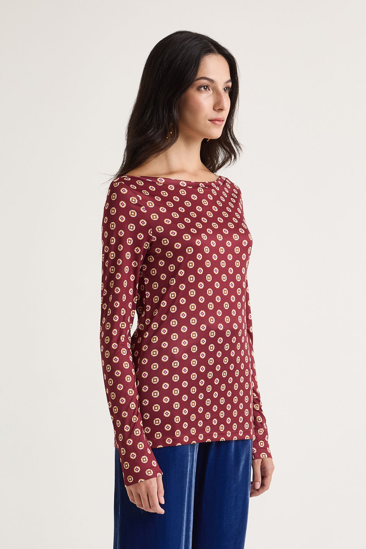 Maliparmi PRINT JERSEY-T-SHIRT Bordeaux JK025770654