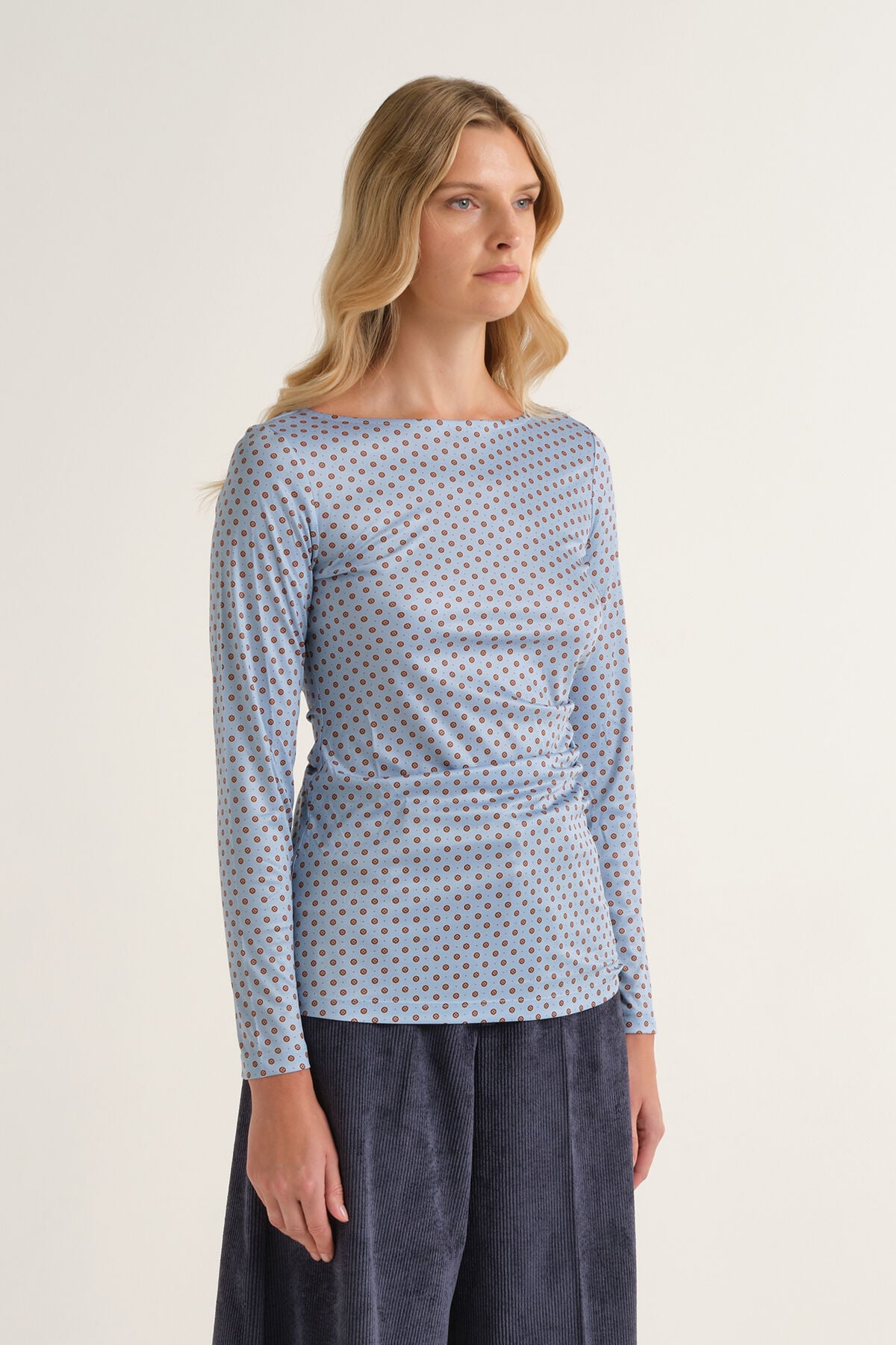 Maliparmi MICRO PRINT JERSEY T-SHIRT Light Blue JK030070654