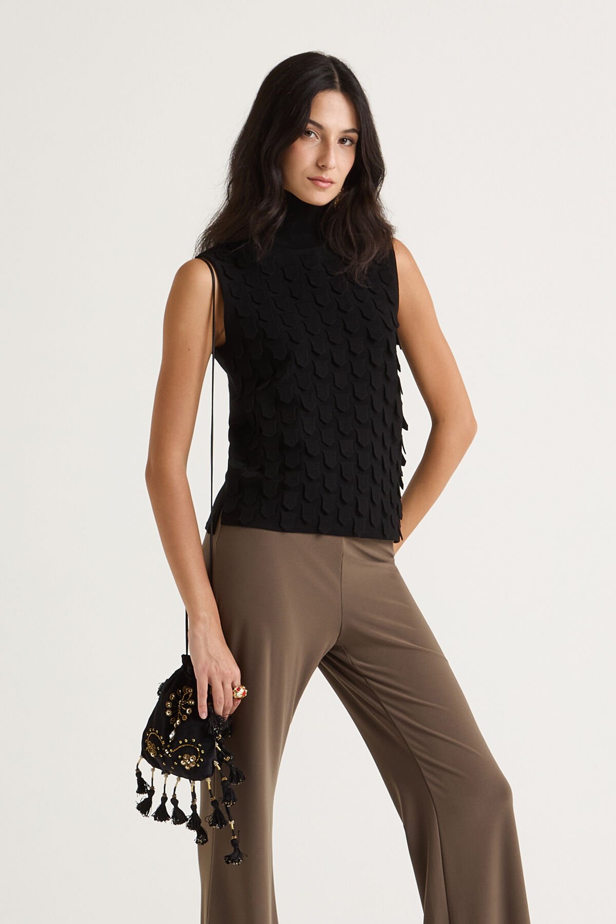 Maliparmi 3D STITCH TOP Black JP554978205