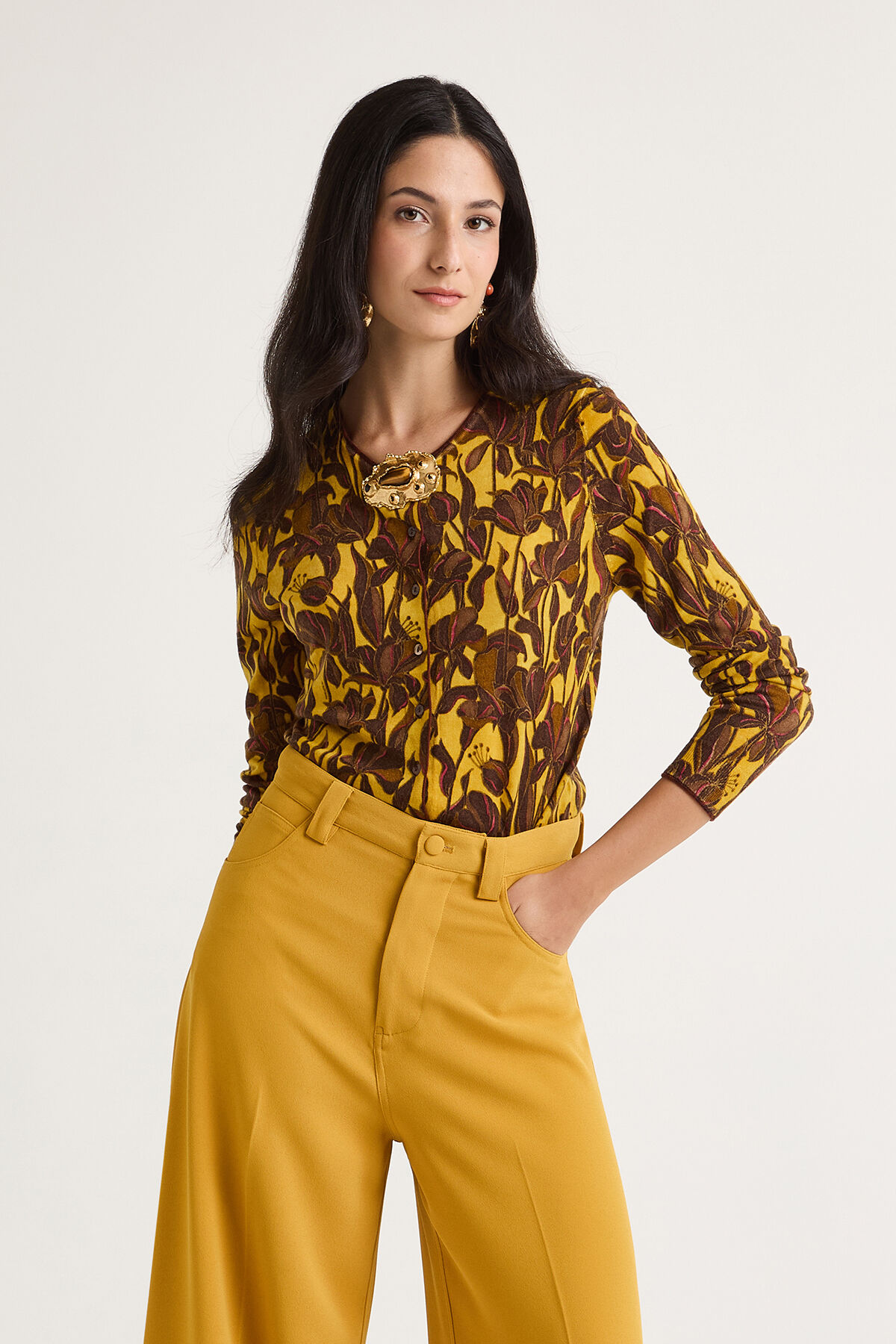 Maliparmi CARDIGAN PRINTED KNIT Giallo JN355178200