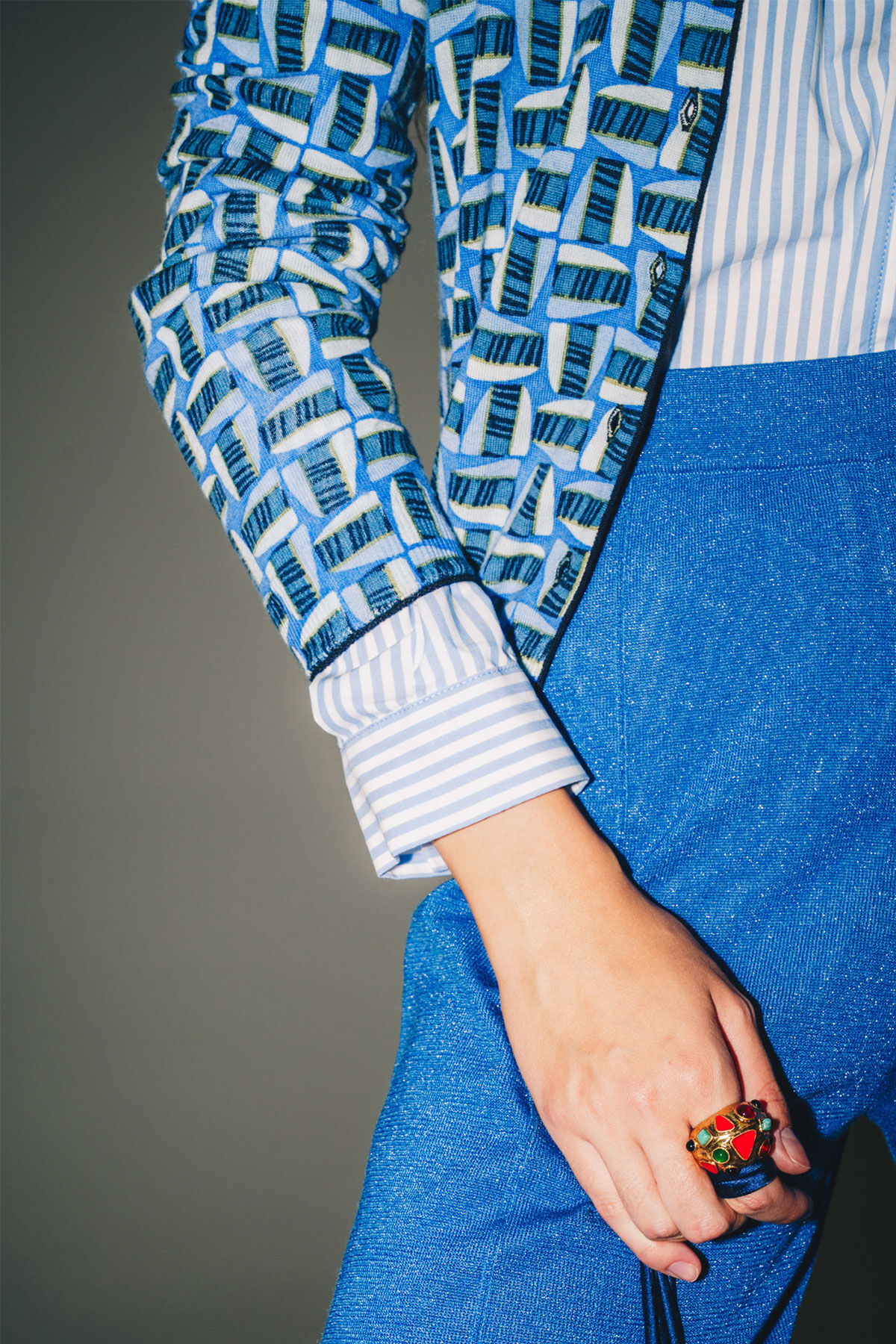 Maliparmi PRINTED KNIT CARDIGAN Blue JN355178200