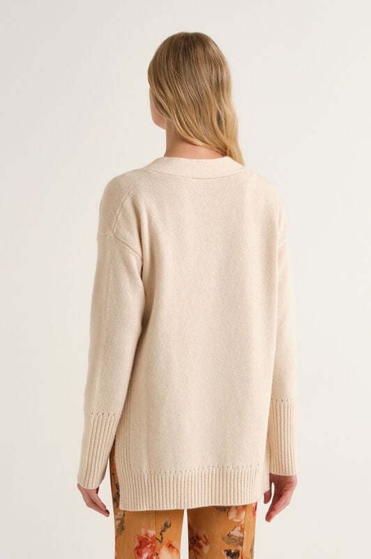 Maliparmi CARDIGAN CASHMERE MERINOS Bianco Rugiada JN371674315 Maliparmi CARDIGAN CASHMERE MERINOS Bianco Rugiada JN371674315