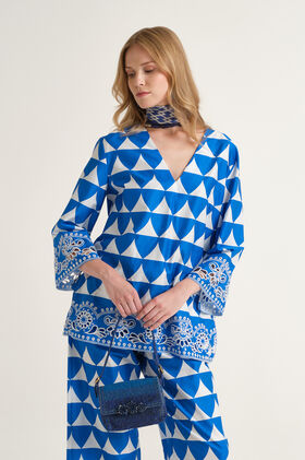 Malìparmi OPTICAL BRODERIE SHIRT Blue JM558115216