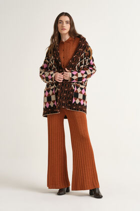 Maliparmi KNIT GRAPHIC DANCE OVERCOAT Brown JB540678220