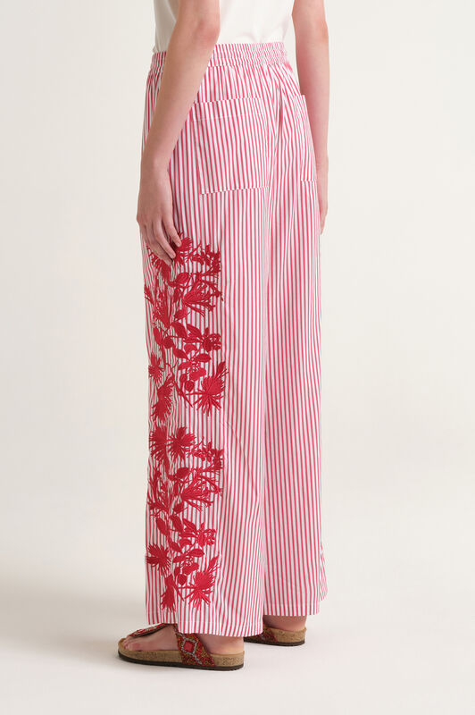Malìparmi STRIPED FLEUR TROUSERS Red JH805415222 Malìparmi STRIPED FLEUR TROUSERS Red JH805415222
