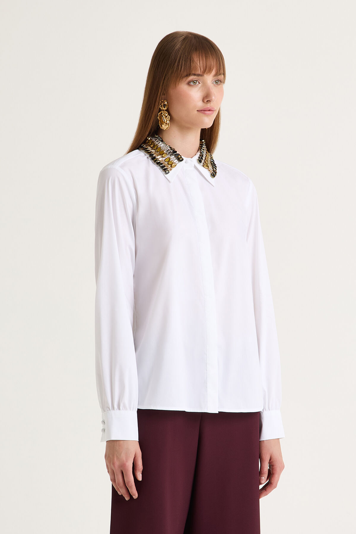 Maliparmi SPARKLE POPELINE SHIRT Optical White JM556415214 Maliparmi SPARKLE POPELINE SHIRT Optical White JM556415214