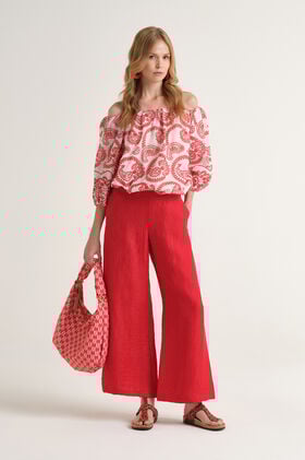 Malìparmi LINEN JACQUARD TROUSERS Coral JH805340102