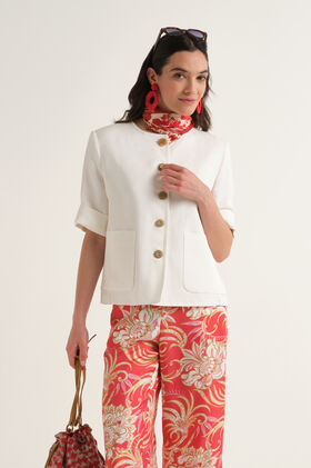 Malìparmi TIMELESS LINEN JACKET NaturalWhite JD648140106