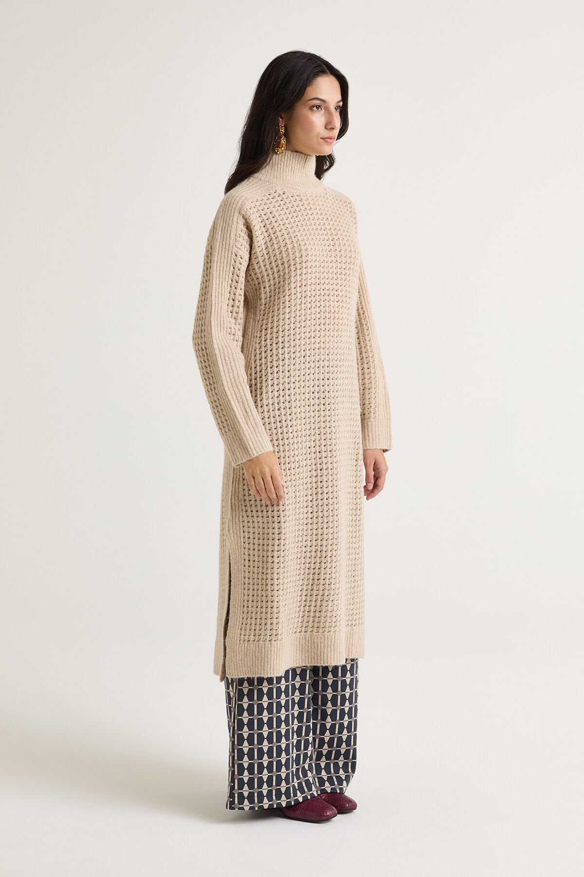 Maliparmi RECYCLE MERINO DRESS Warm Beige JF951178203