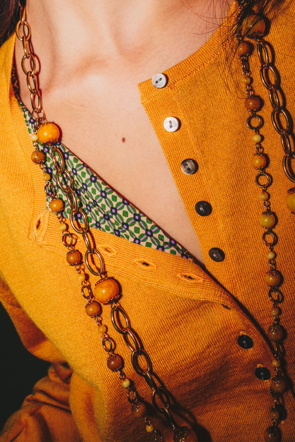 Maliparmi NEW MERINOS BLEND CARDIGAN Mustard JN369778199