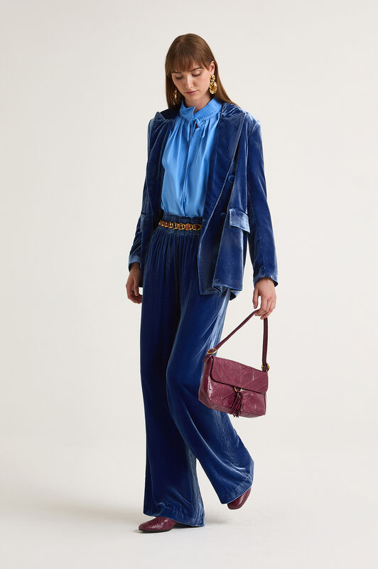 Maliparmi FLUID VELVET TROUSERS Light Bluette JH803561026