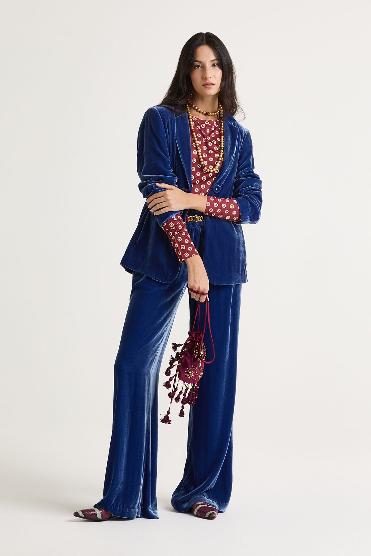 Maliparmi FLUID VELVET JACKET Light Bluette JD643561026 Maliparmi FLUID VELVET JACKET Light Bluette JD643561026