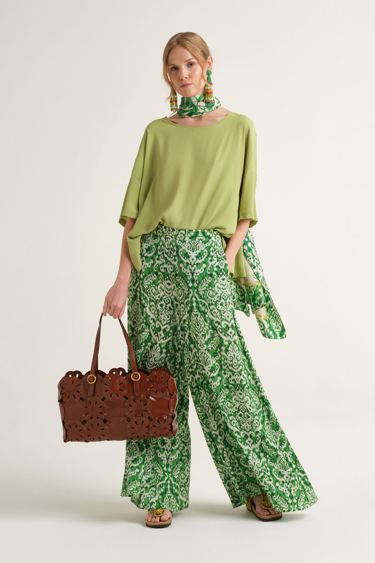 Malìparmi FLUID CREPE SHIRT Green JM440050672 Malìparmi FLUID CREPE SHIRT Green JM440050672