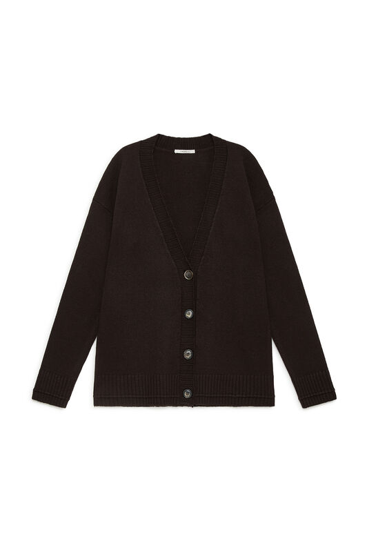 Maliparmi CASHMERE MERINOS CARDIGAN Dark Brown JN370574315