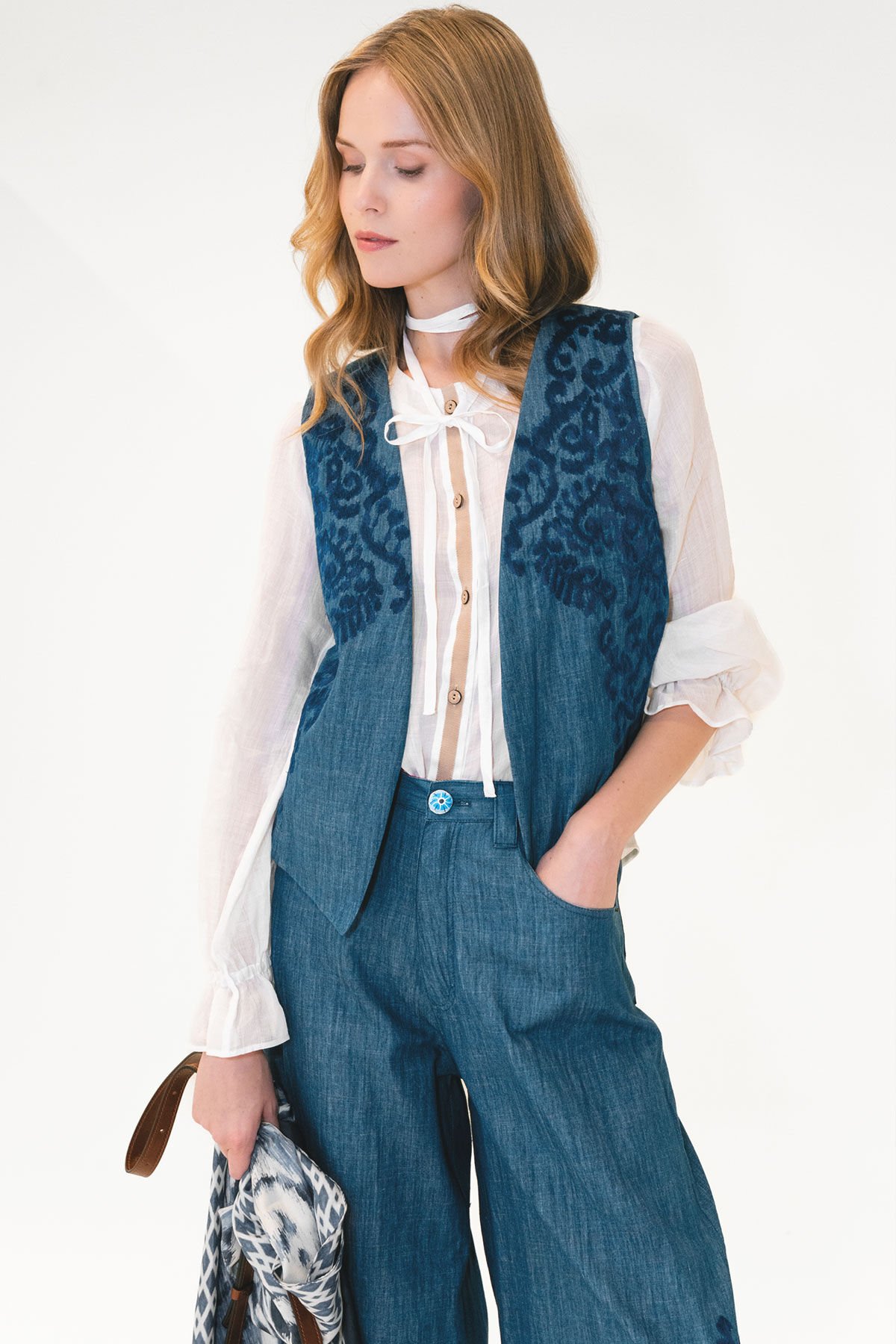 Malìparmi IKAT ON CHAMBRAY VEST Blue JE112810210