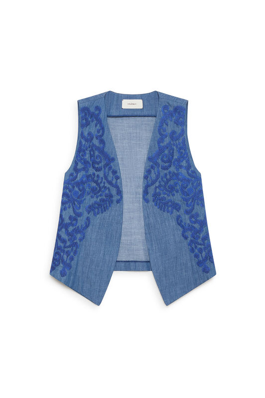 Malìparmi IKAT ON CHAMBRAY VEST Blue JE112810210 Malìparmi IKAT ON CHAMBRAY VEST Blue JE112810210