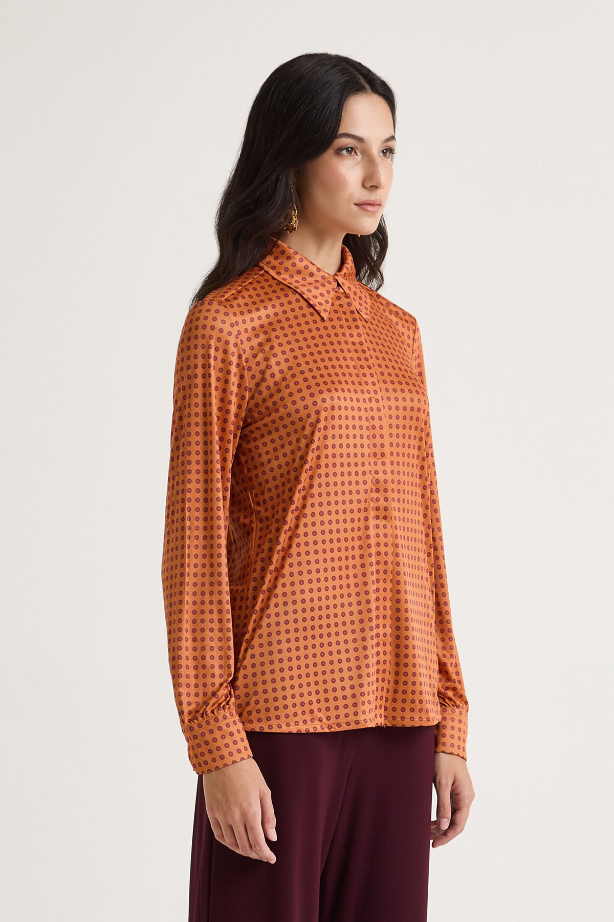 Maliparmi MICRO PRINT JERSEY SHIRT Orange JM556470654