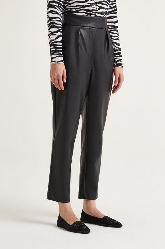 Maliparmi ECO LEATHER LOOK TROUSERS Black JH805050659