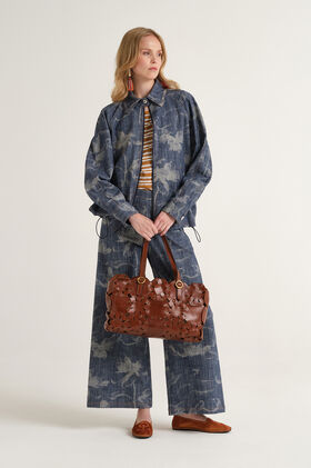 Malìparmi FLORAL DENIM PADDED COAT Blue JA535510213