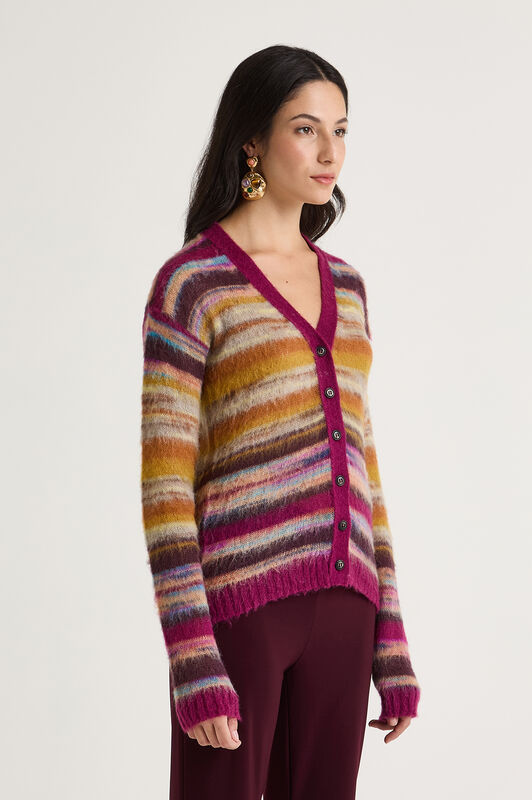 Maliparmi MOHAIR MIX PRINT CARDIGAN Camel JN370478209