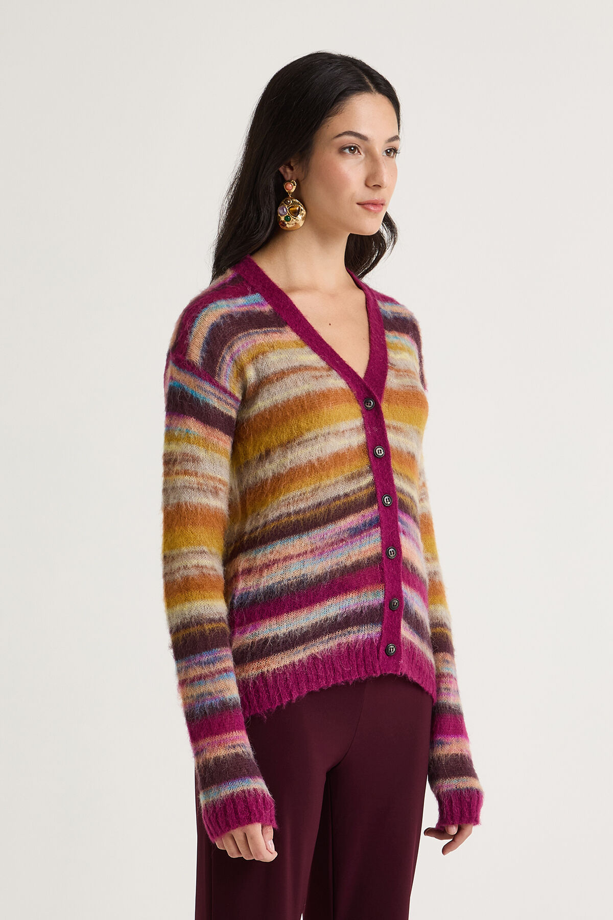 Maliparmi MOHAIR MIX PRINT CARDIGAN Camel JN370478209