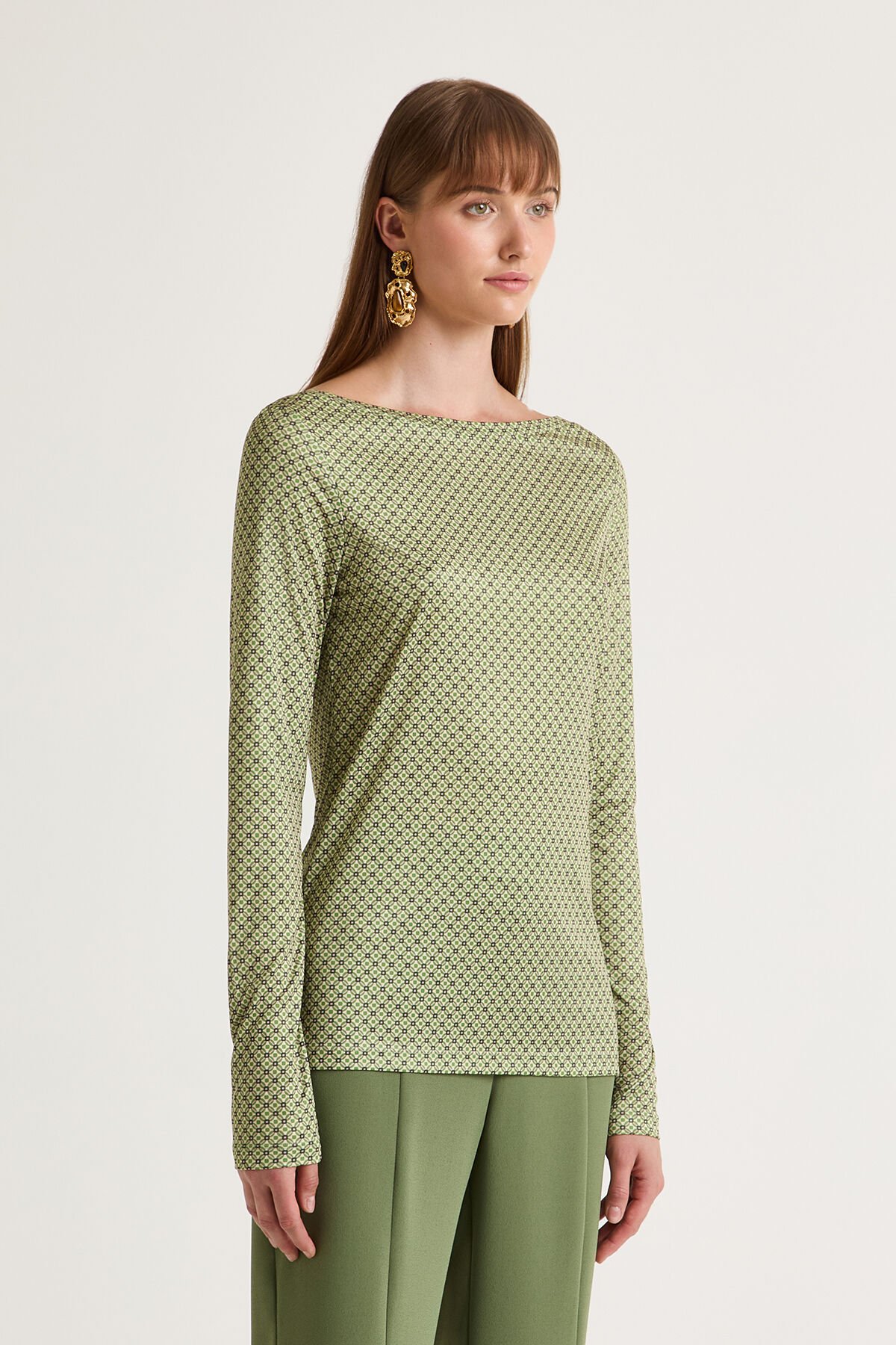 Maliparmi PRINT JERSEY-T-SHIRT Green JK025770654 Maliparmi PRINT JERSEY-T-SHIRT Green JK025770654