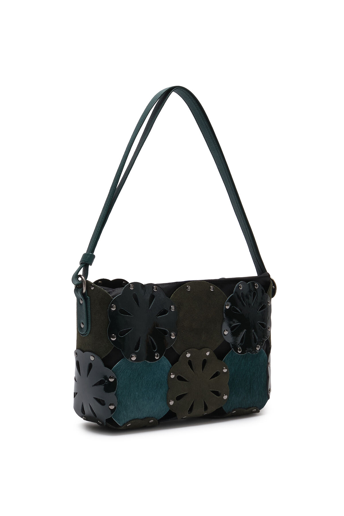 Maliparmi FLOWER BAG LEATHER BLOOM Verde Scuro BH031101574 Maliparmi FLOWER BAG LEATHER BLOOM Verde Scuro BH031101574
