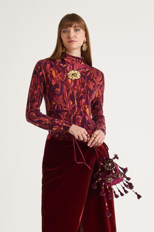 Maliparmi PRINTED KNIT KNITWEAR Bordeaux JQ510478200