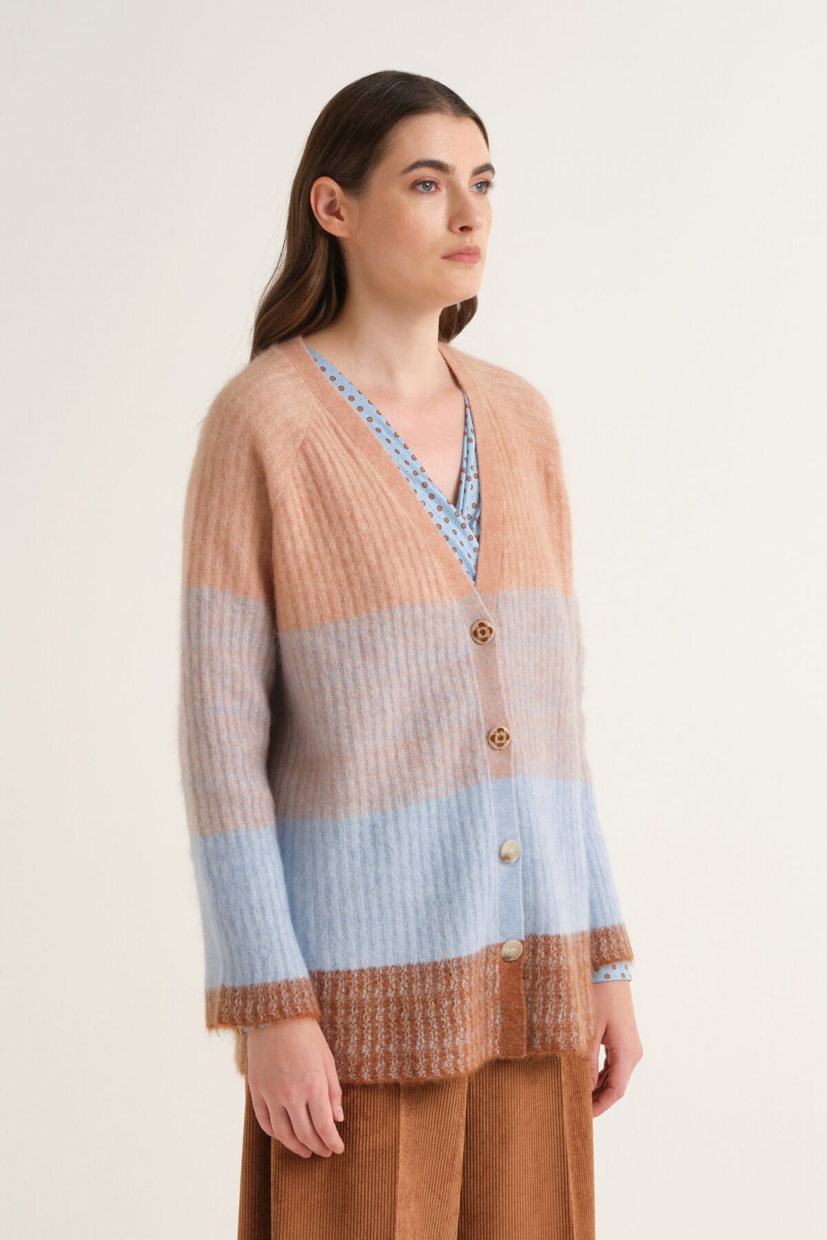 Maliparmi WOOL WINTER SUNSET CARDIGAN Brown JN371378217 Maliparmi WOOL WINTER SUNSET CARDIGAN Brown JN371378217