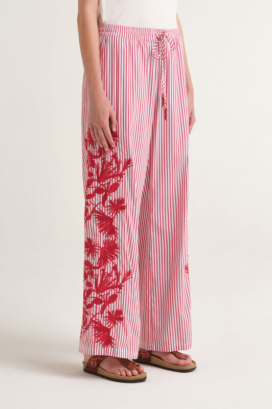 Malìparmi STRIPED FLEUR TROUSERS Red JH805415222 Malìparmi STRIPED FLEUR TROUSERS Red JH805415222
