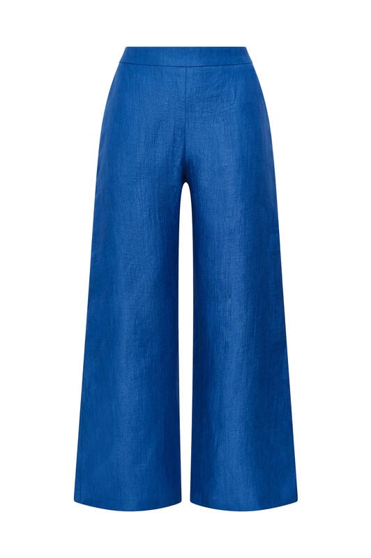 Malìparmi LINEN JACQUARD TROUSERS Cobalt JH805340102
