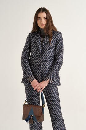 Maliparmi GEOMETRIC JACQUARD BLAZER Blue JD649450678 Maliparmi GEOMETRIC JACQUARD BLAZER Blue JD649450678