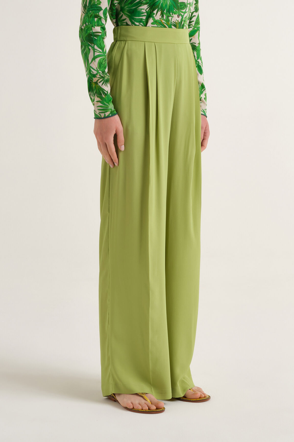Malìparmi FLUID CREPE TROUSERS Green JH806250672