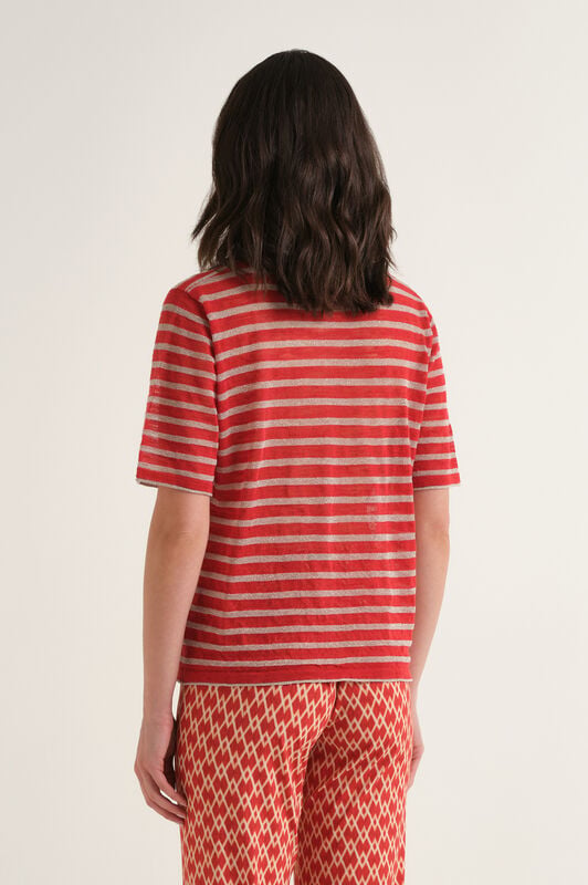 Malìparmi SUMMER LINEN T-SHIRT Rouge JK028278148