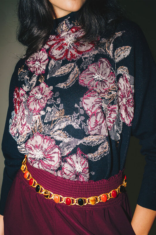 Maliparmi FLOWER JACQUARD KNITWEAR Black JQ511078206