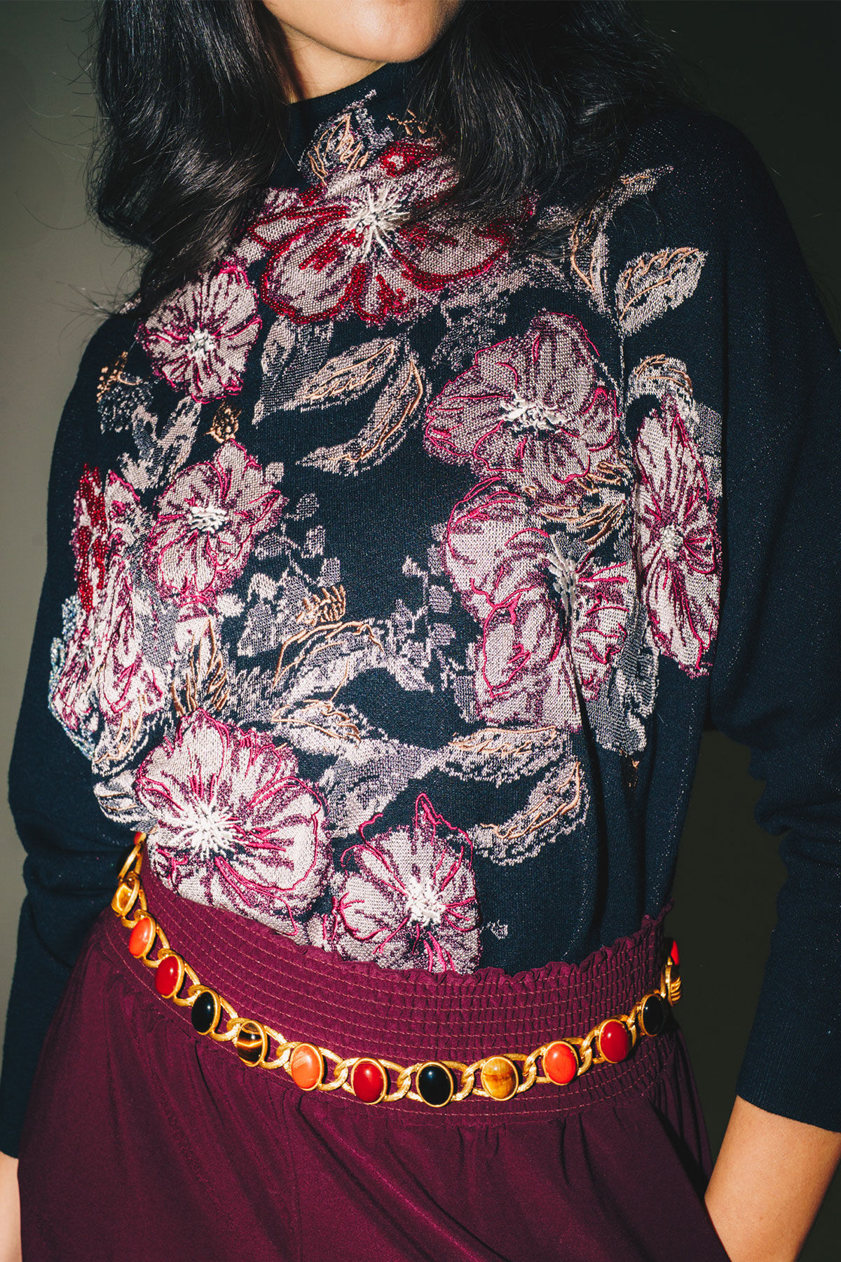 Maliparmi FLOWER JACQUARD KNITWEAR Black JQ511078206