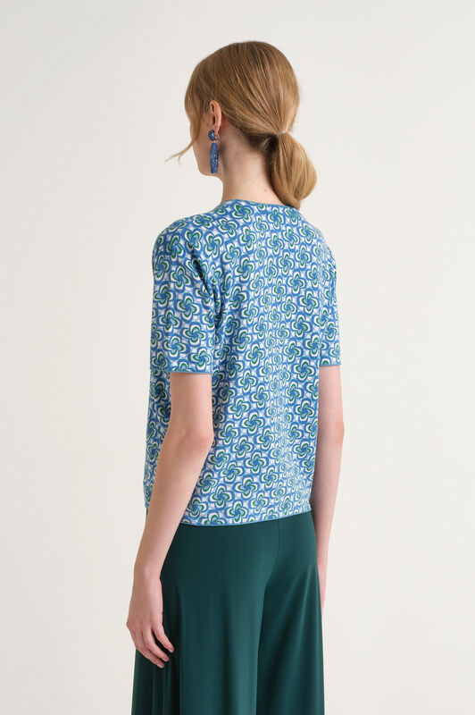 Malìparmi COTTON PRINTED T-SHIRT Blue JK029378215