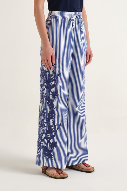 Malìparmi STRIPED FLEUR TROUSERS Night Blue JH805415222