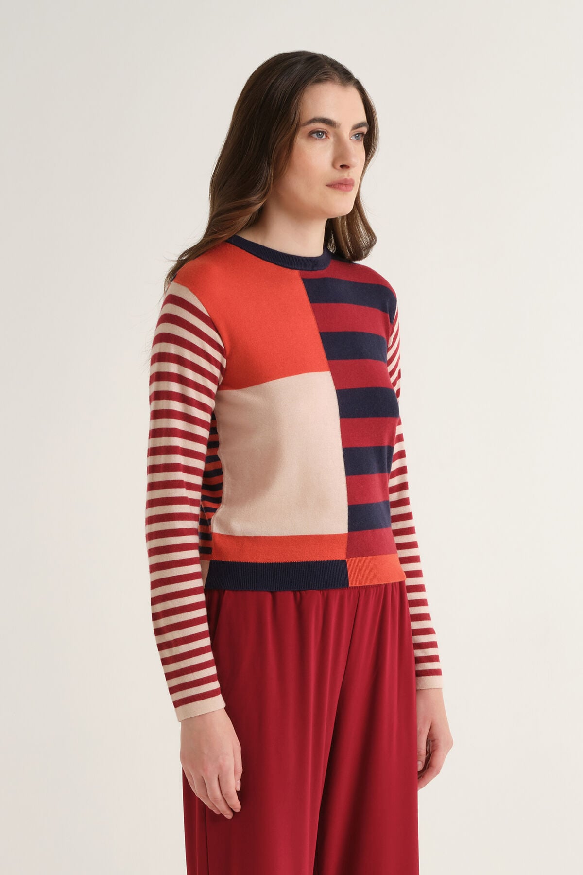 Maliparmi RHYTHM BLOCK KNIT Burgundy JQ513570682 Maliparmi RHYTHM BLOCK KNIT Burgundy JQ513570682