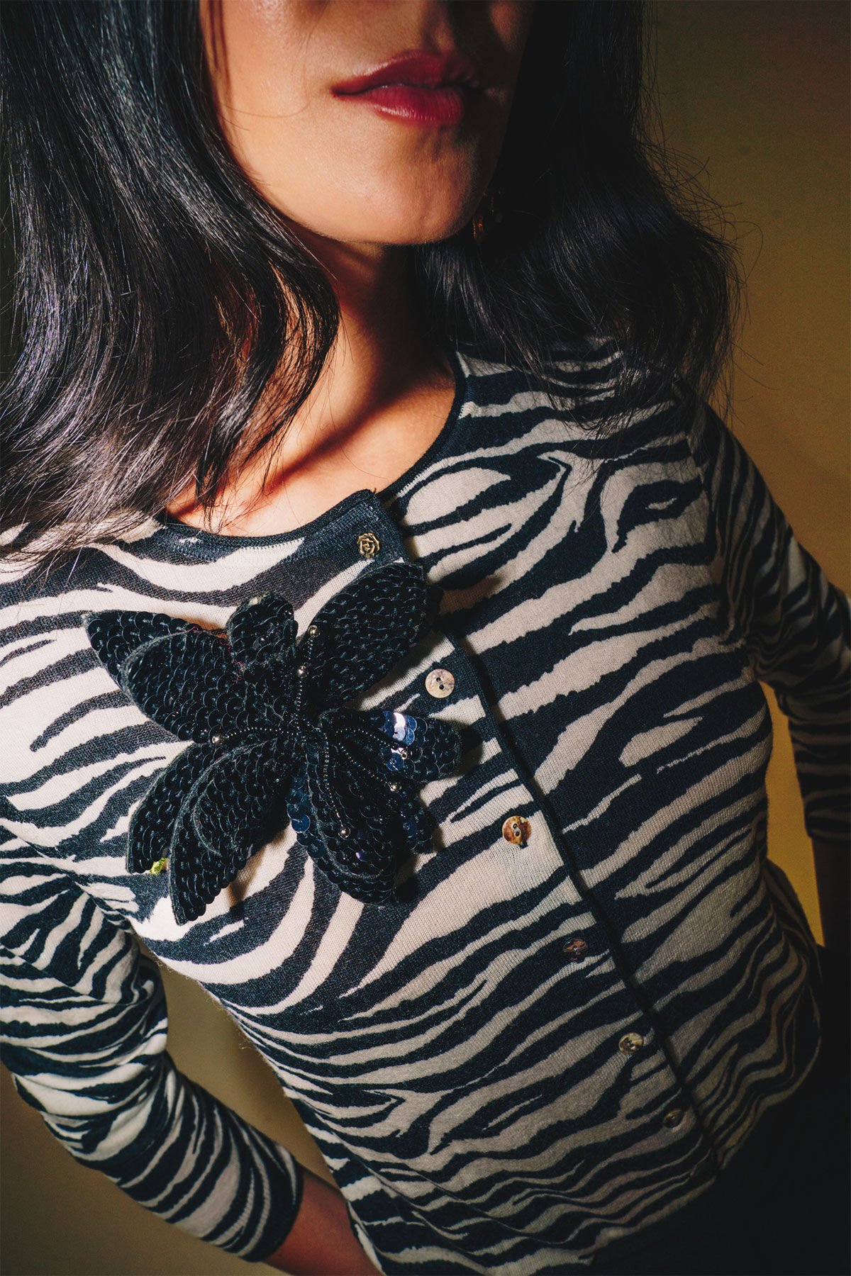 Maliparmi SEQUINS FLOWER BROOCH Black TS011491248