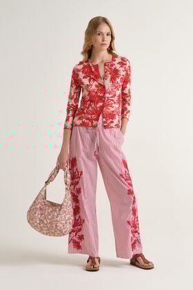 Malìparmi STRIPED FLEUR TROUSERS Red JH805415222