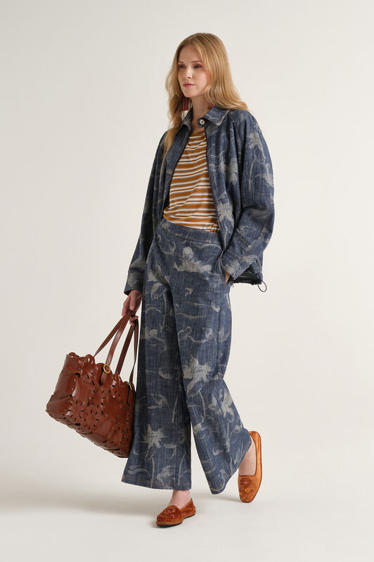 Malìparmi FLORAL DENIM TROUSERS Blue JH805310213