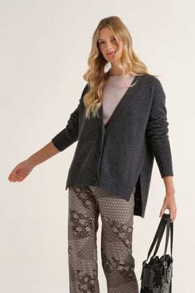 Maliparmi CASHMERE MERINOS STRICKJACKE Dunkelgrau JN371674315 Maliparmi CASHMERE MERINOS STRICKJACKE Dunkelgrau JN371674315