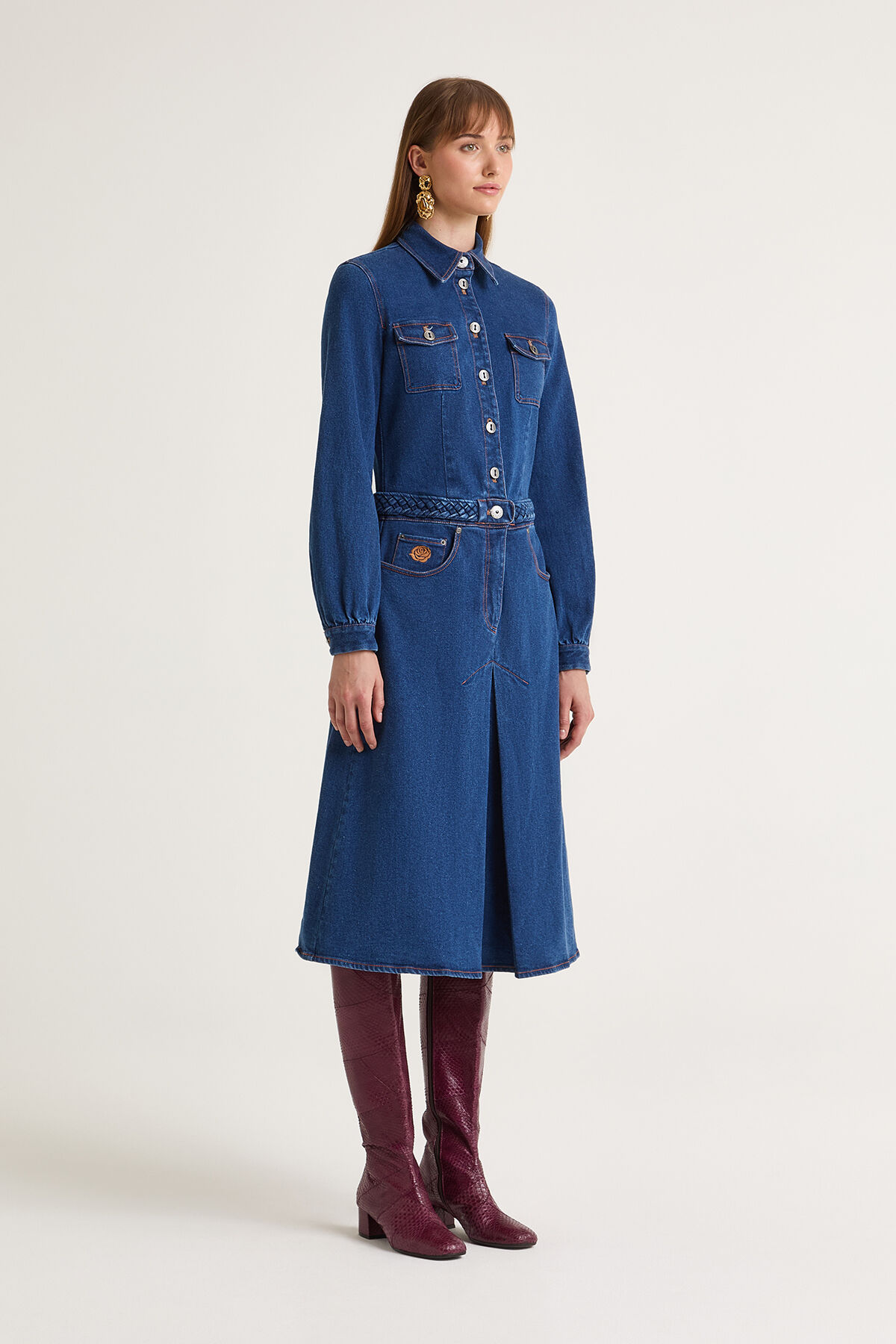 Maliparmi DENIM CRAFTS DRESS Dark Blue JF668210206