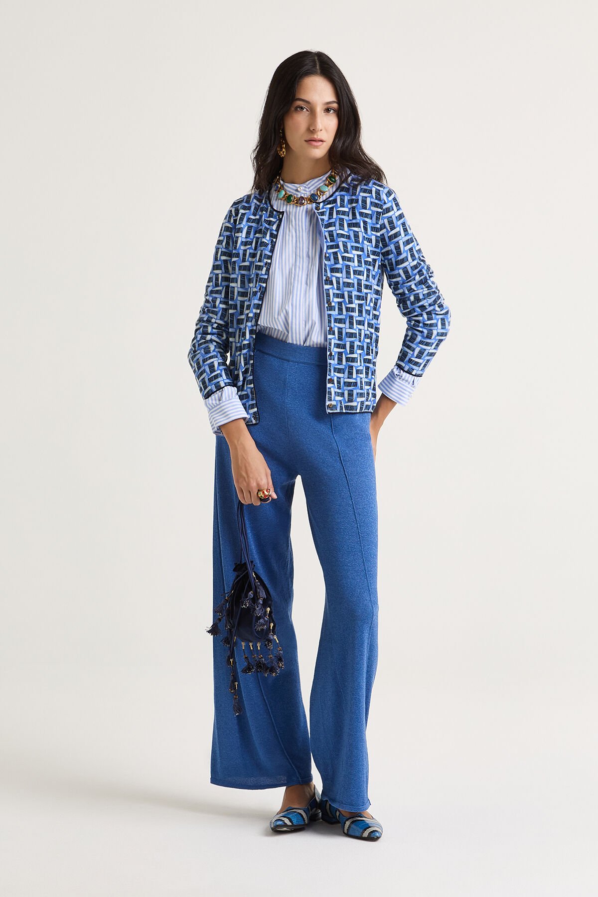 Maliparmi PRINTED KNIT CARDIGAN Blue JN355178200