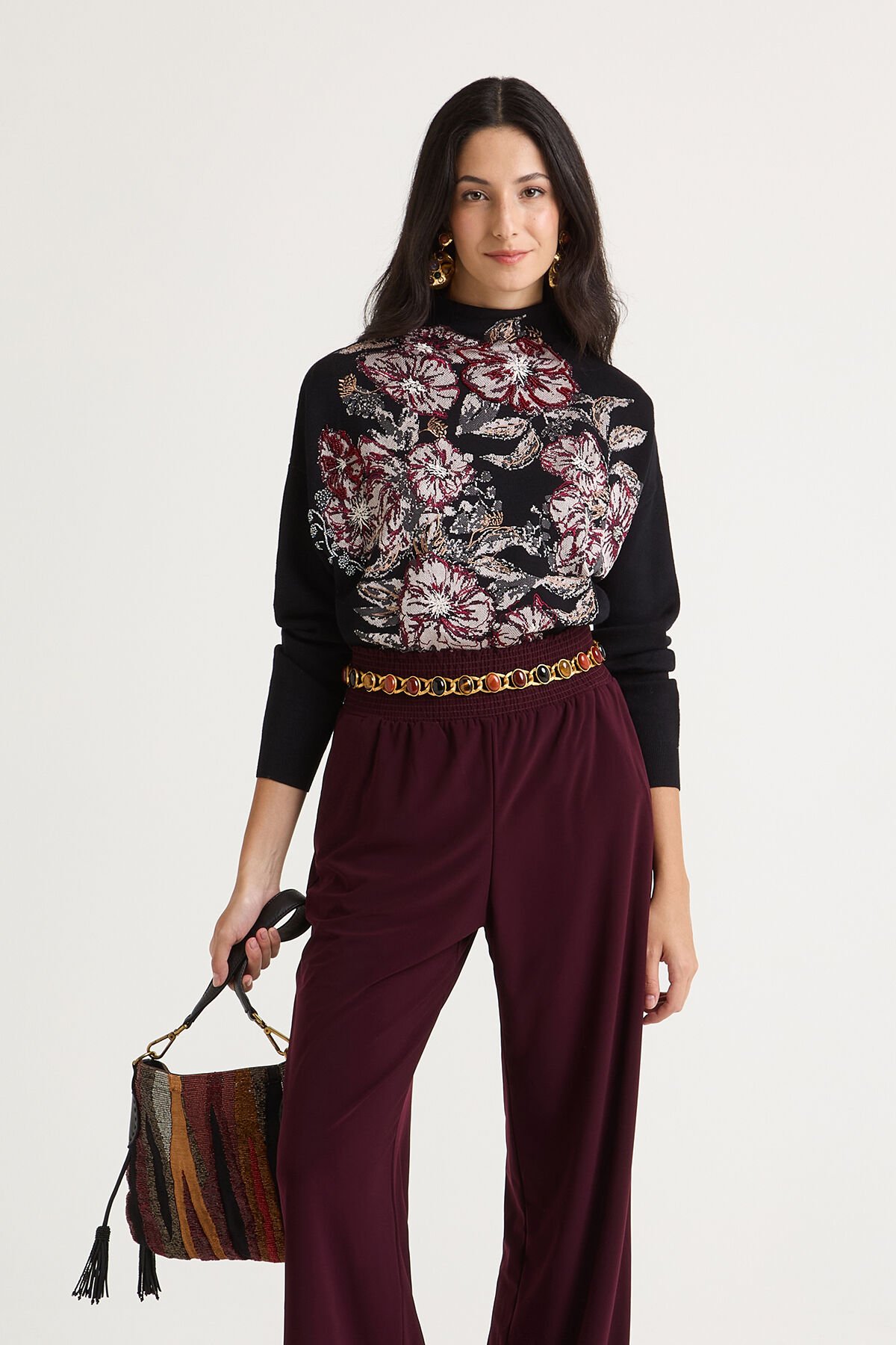 Maliparmi FLOWER JACQUARD KNITWEAR Black JQ511078206