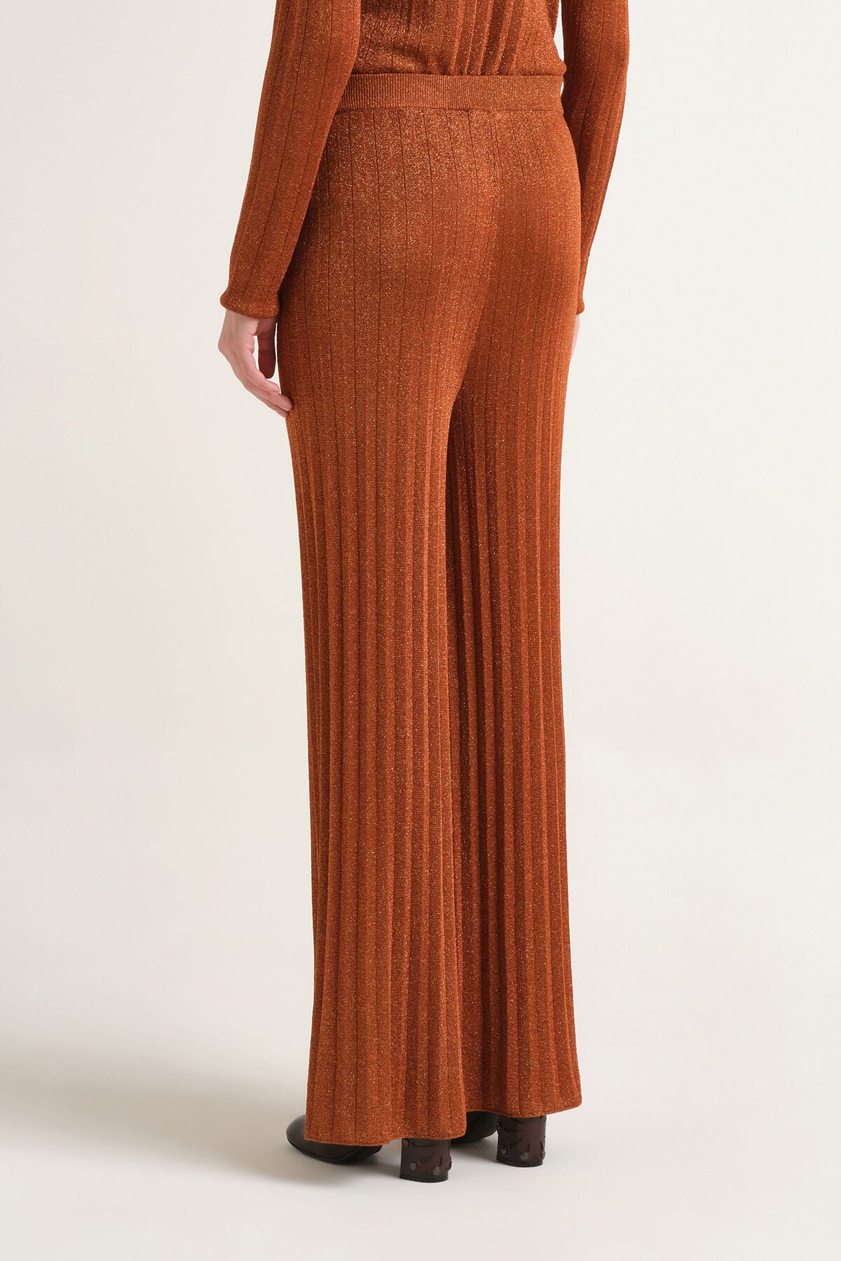 Maliparmi KNIT LUREX RIB TROUSER Camel JH809078216 Maliparmi KNIT LUREX RIB TROUSER Camel JH809078216