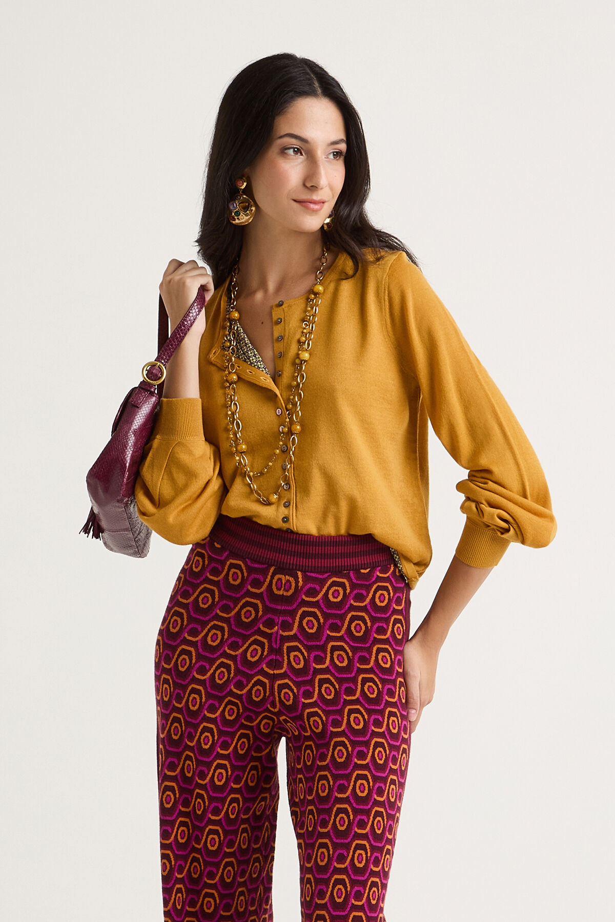 Maliparmi NEW MERINOS BLEND CARDIGAN Mustard JN369778199