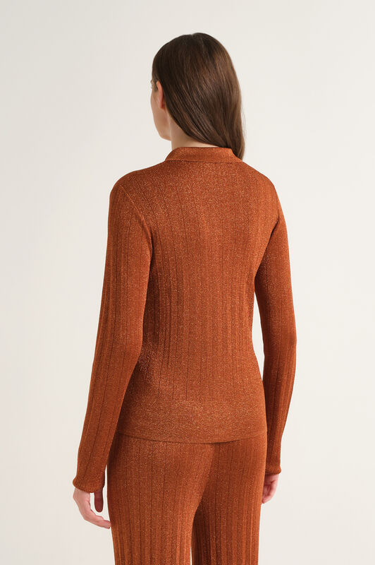Maliparmi CARDIGAN LUREX RIB Cammello JN371078216