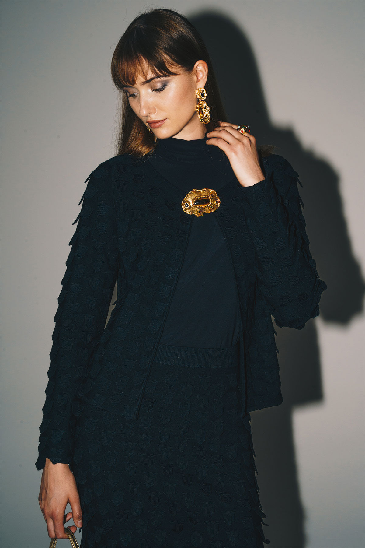 Maliparmi 3D STITCH CARDIGAN Black JN370178205